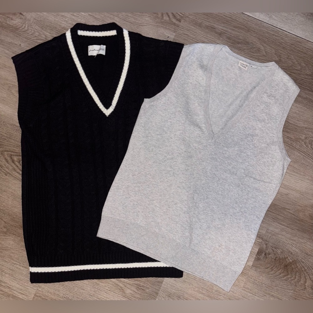 Black and Gray V-Neck Sweater Vest Bundle